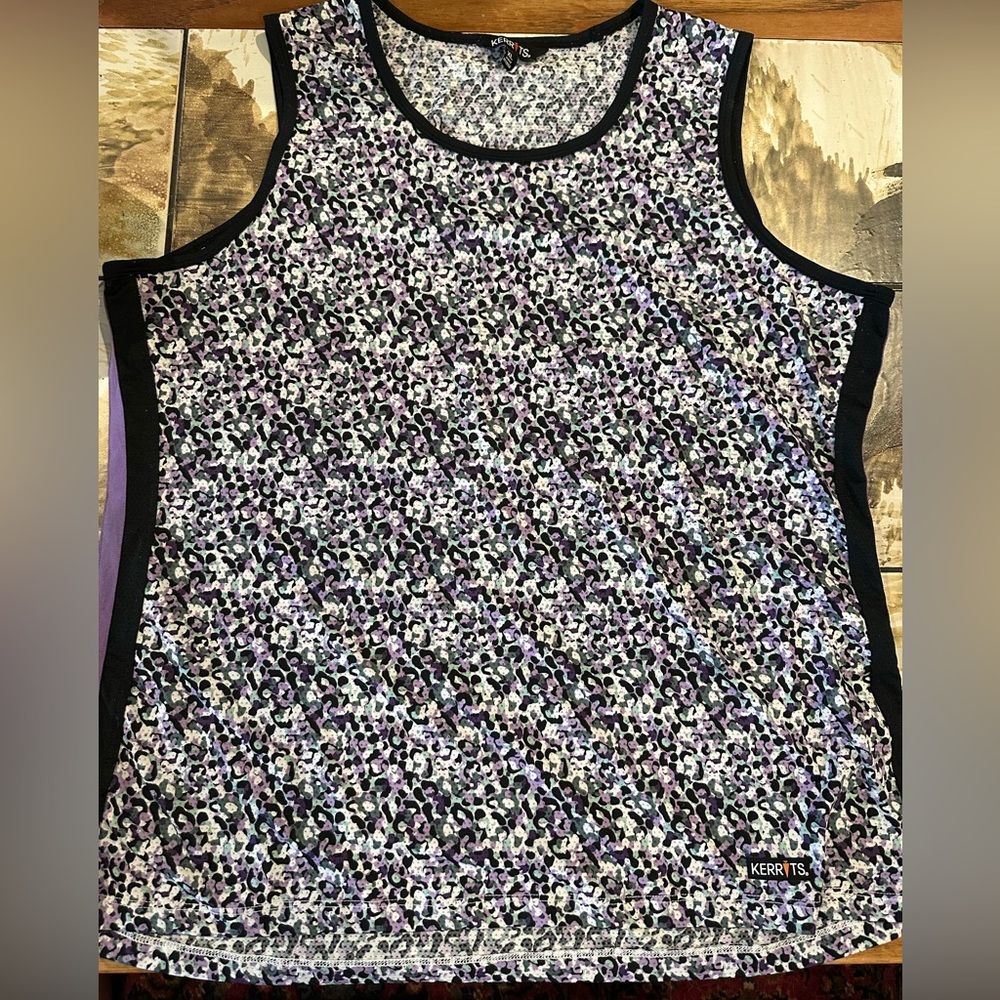 Kerrits Women's Purple and Black Patterned Tank Top